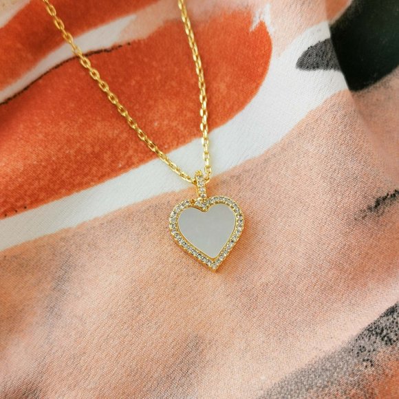Kate Spade Jewelry - Kate Spade - Take Heart - Gold White Pendant Necklace